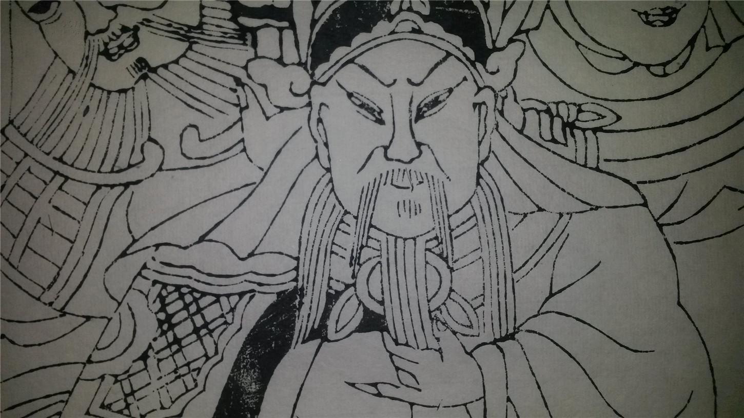 画店80年代存样线稿*木刻木版年画版画*武财神*