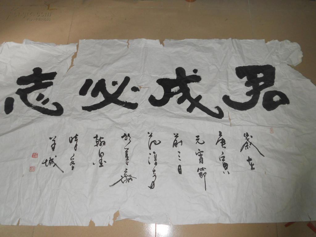 a76041广东潮阳范淳奇书法君成必志一张尺寸170x94cm