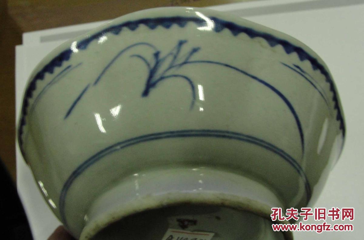 民国时期 釉下彩青花八角碗