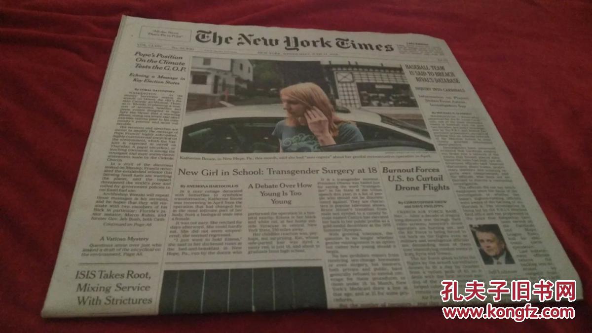 the new york times 纽约时报 2015/06/17 英文原版报纸学习资料
