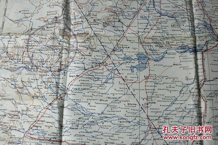 美国援华空军使用的华北北京北平旅顺山东半岛一带的航空无声防水地图图片