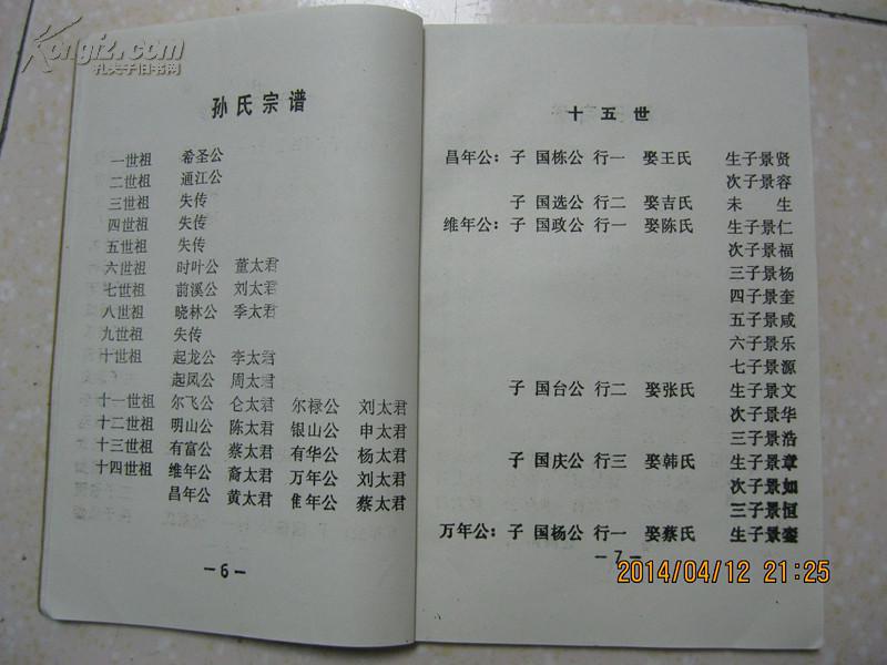 孙氏宗谱(江苏省盐城市盐都区.