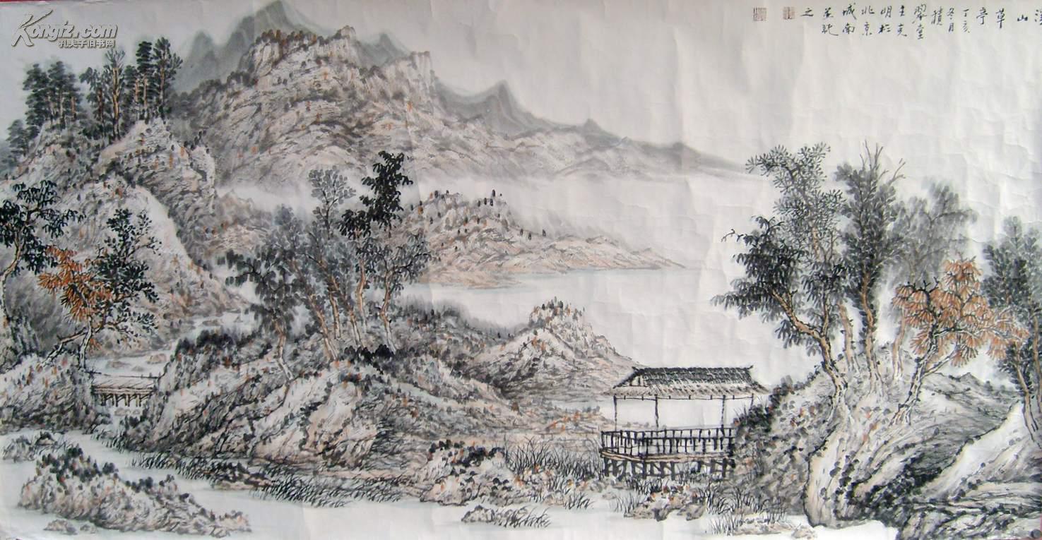 中国传统水墨画研究院常务副院长兼秘书长 孙克明 山水裱片4尺整纸