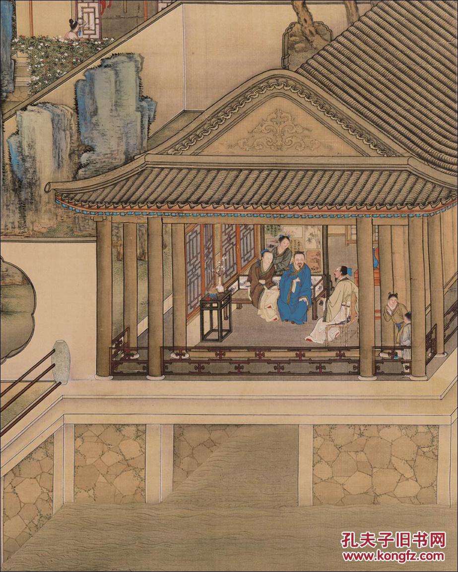 清-雍正十二月行乐图83x146 国画 人物 高仿真水墨复制品画 仿古画