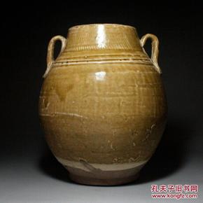 唐代寿州窑黄釉双耳罐 黄釉瓷 高古瓷器 寿州瓷 老窑精品瓷器