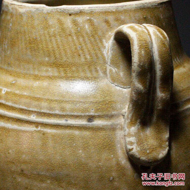 唐代寿州窑黄釉双耳罐 黄釉瓷 高古瓷器 寿州瓷 老窑精品瓷器