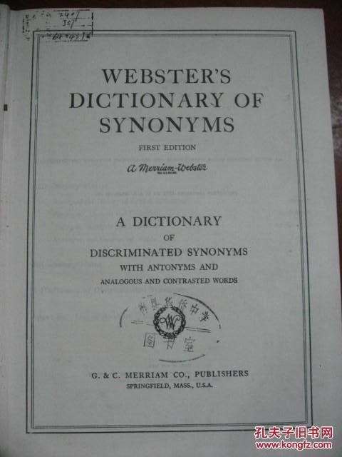 ICTIONARY OF SYNONYMS(韦氏同义词辞典)_