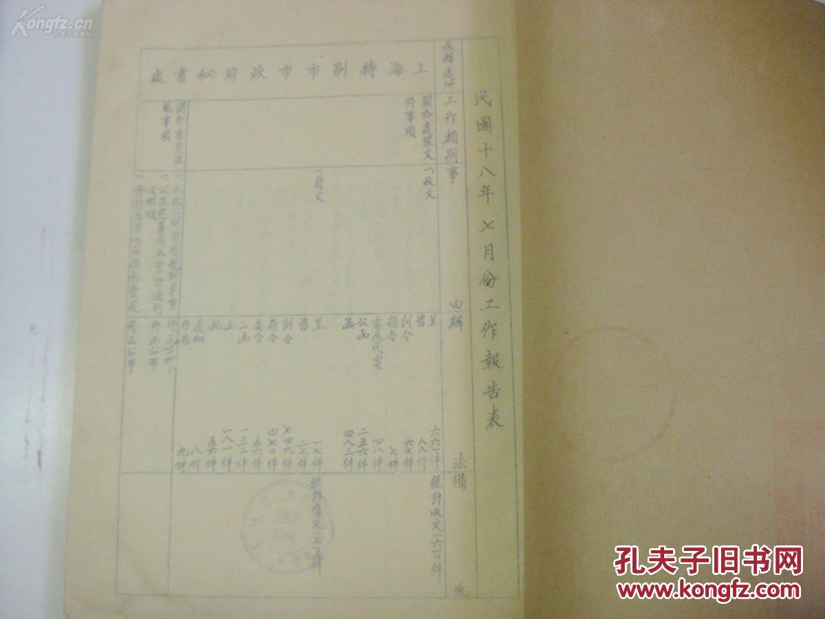 图】民国原版 16开 1929年 上海特别市政府秘