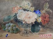 ANTIQUE           old PAINTING still life flowers signed W Hunt