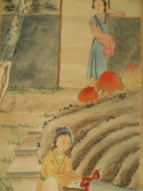 清代著名画家王素仕女画四条屏作品