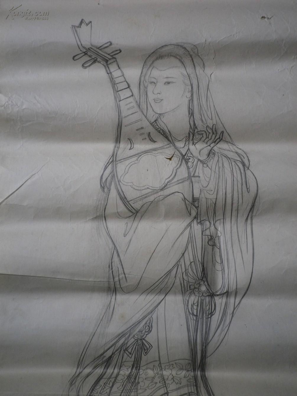 上海雕刻厂 昭君出塞 草图画 2张 100x39