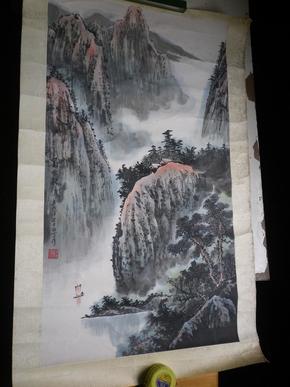 上海画家赵连祥 白丁 山水画 84x48