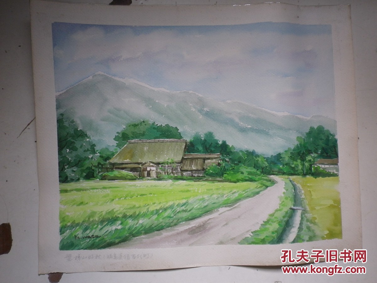 日本长野县水彩风景画6张