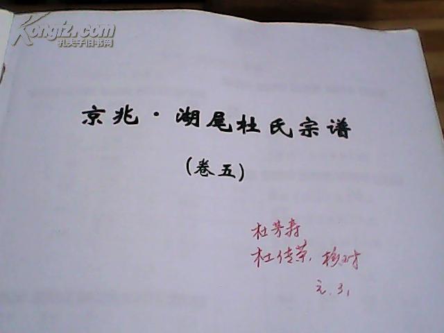 京兆.湖尾杜氏宗谱.人丁谱卷五.大16开巨厚
