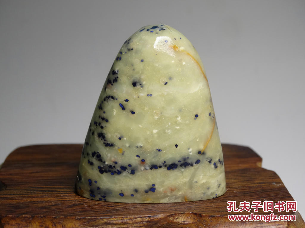缺蓝少绿 绝产 青田石鱼籽蓝星随行章料 微裂 质地透彻 石性稳定 难得