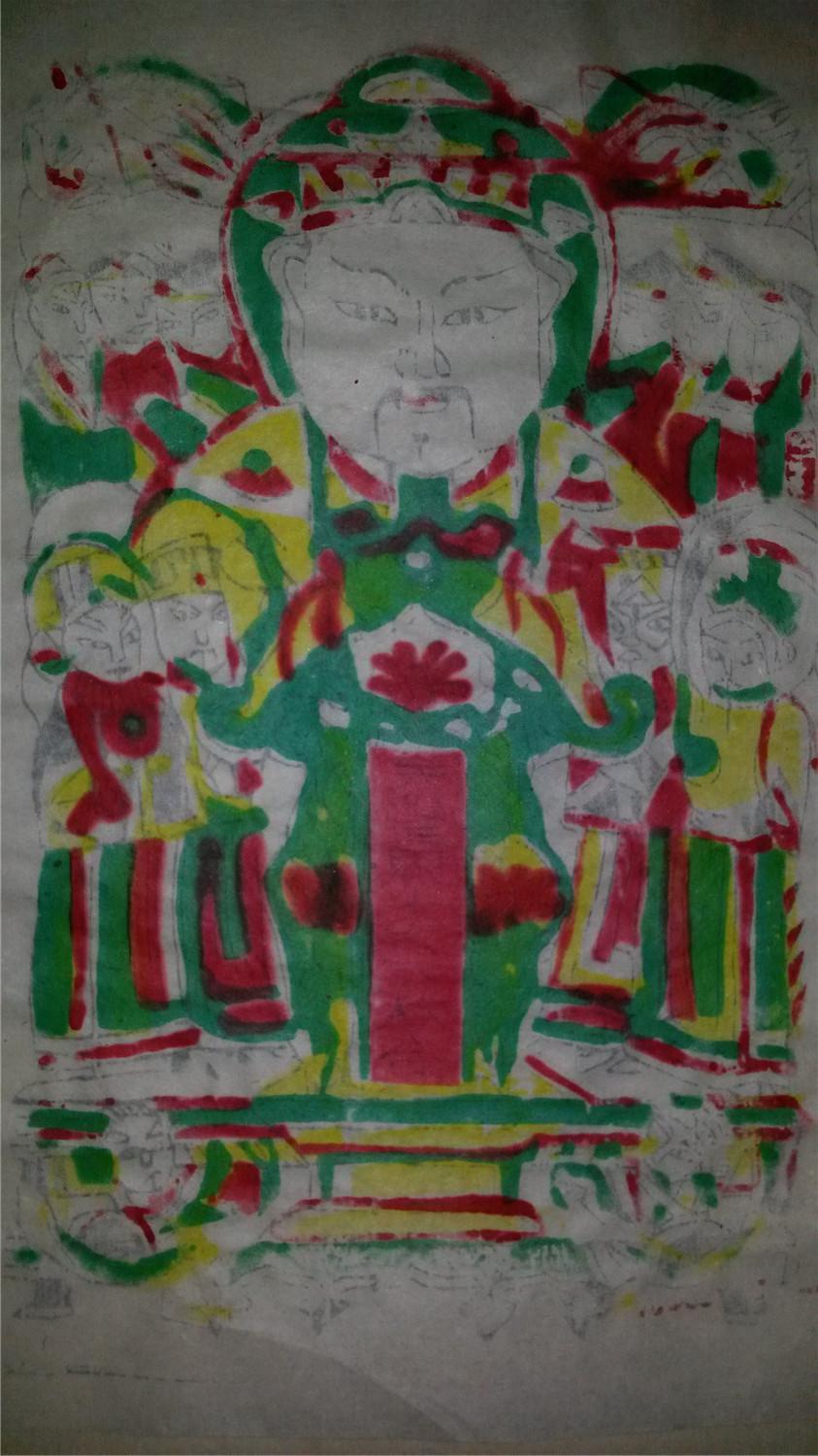 80年代木刻木版年画版画*天地三界十方万林合