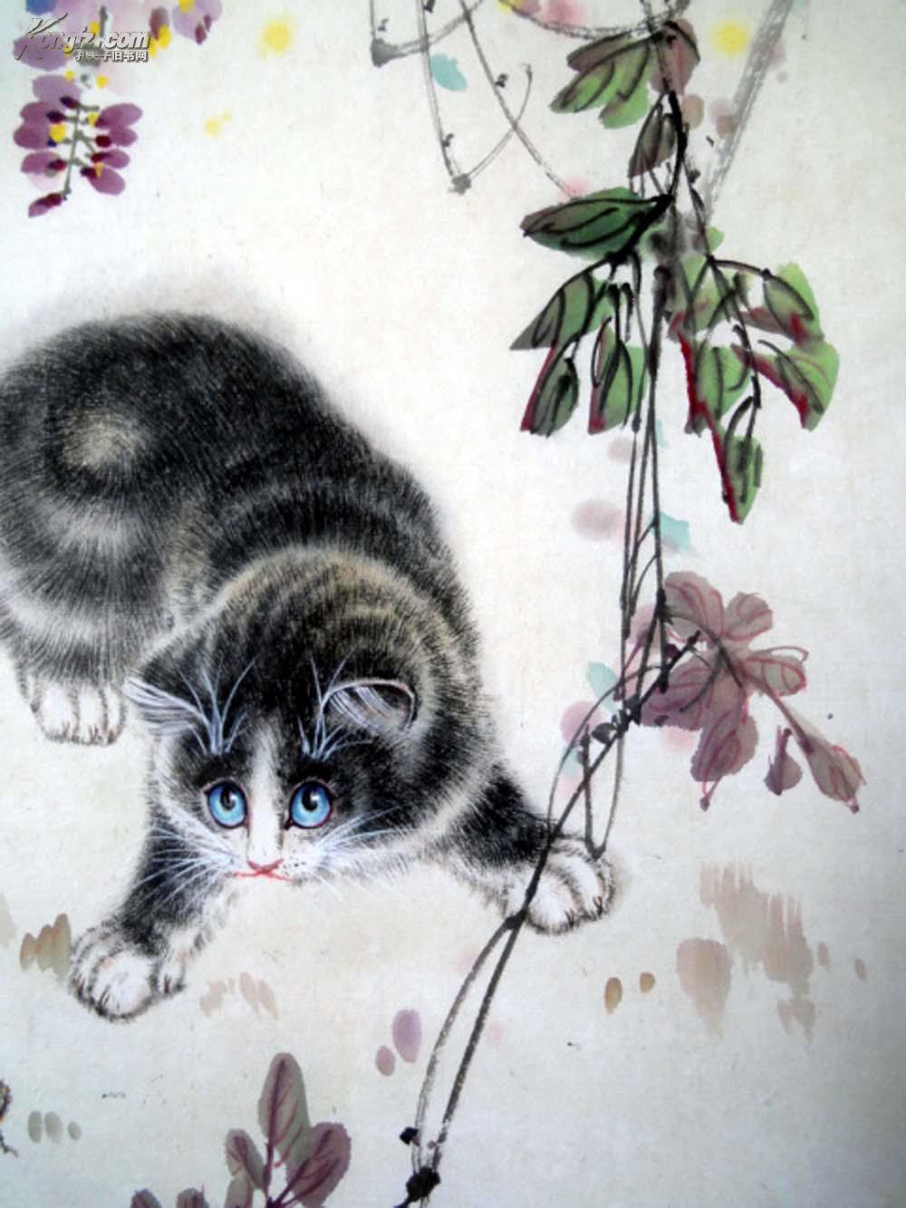 江苏省著名老画家【顾青蛟】68*45-------猫