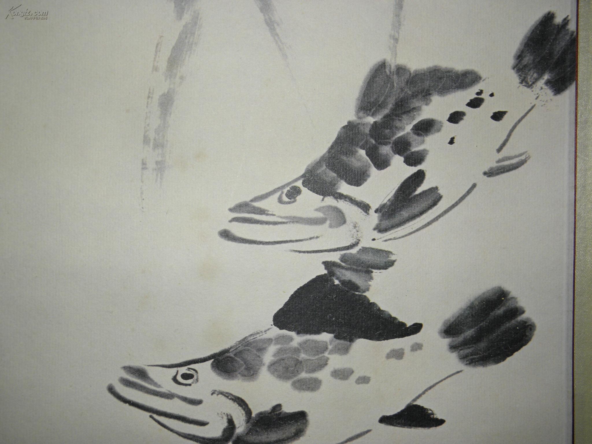 齐白石鳜鱼图立轴一轴 台北国泰美术馆丝网印刷 画心尺寸79*27.