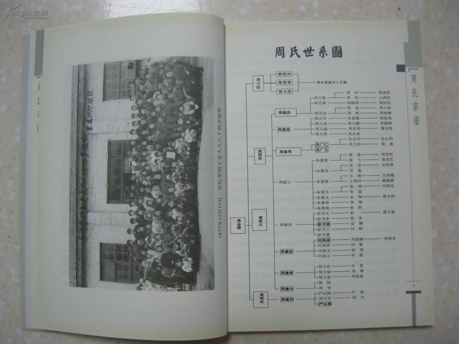 周氏宗谱(湖北省荆州市一带.先祖周应魁,原籍江西,迁徙湖北沙头.