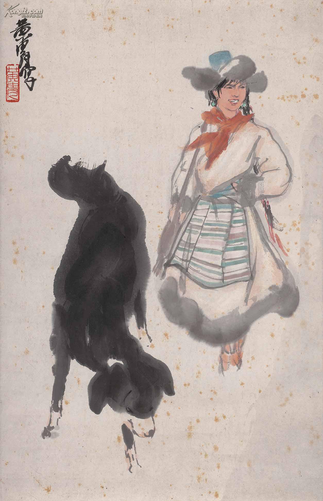 近现代 黄胄-行猎图--68x44