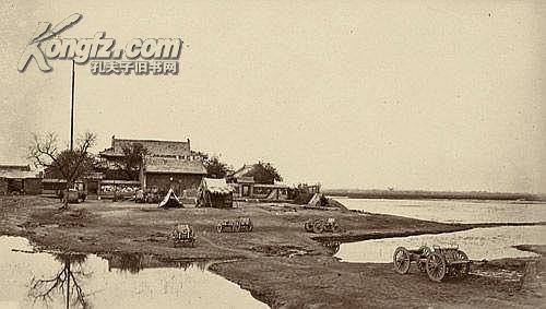 1860年原版蛋白老照片《天津条约之签约寺---联军占领下的海光寺》