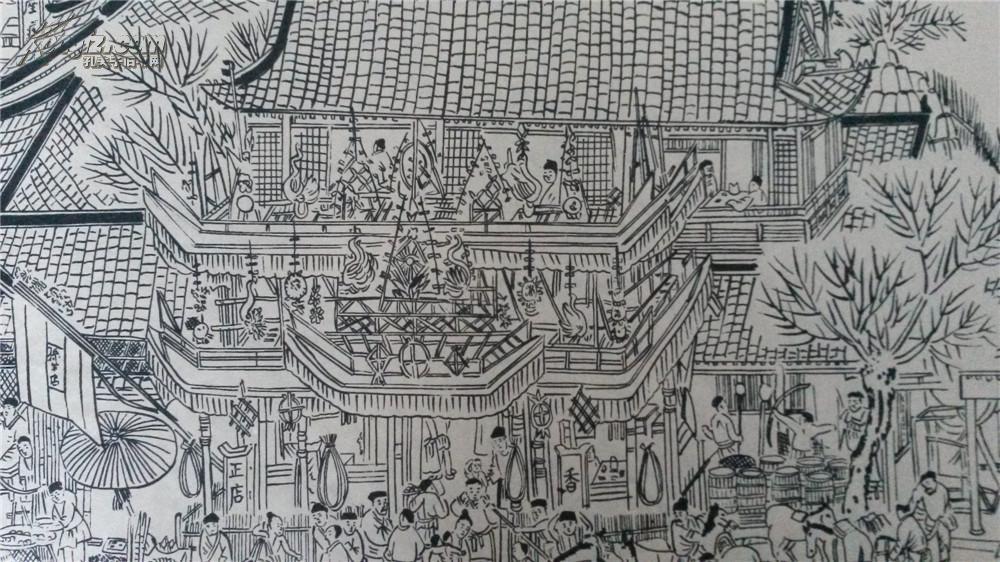 网络首现*巨幅木刻木版年画版画*清明上河图线稿*8米长