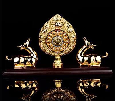 (包邮)双鹿法轮摆件 财禄呈祥 祈福纳祥保平安 佛教法器供品