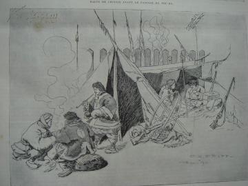 q at 版画 老画报,1894年法国画报,中日甲午战争题材:清国士兵在天津