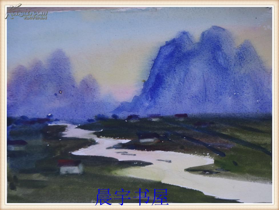 八十年代水粉画稿 山水之旋 原稿