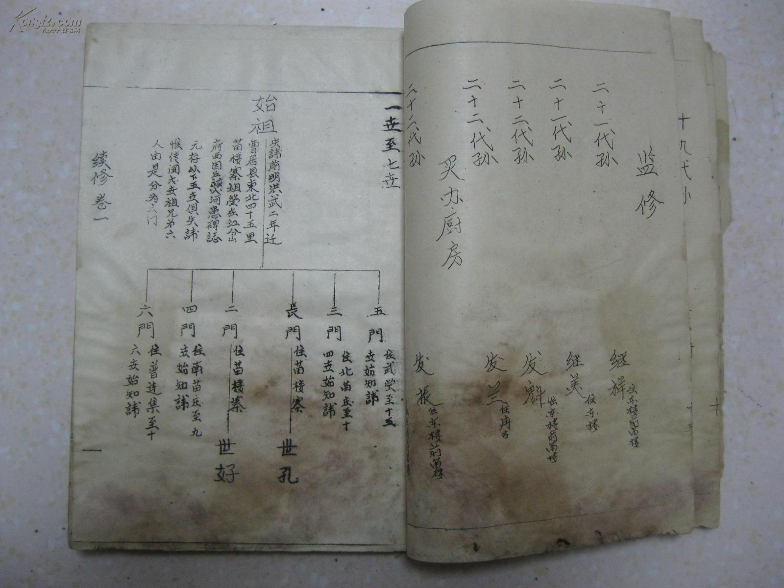 苗氏族谱(山东定陶,宗派:贤德广继发祥庆丰裕化兆先盛名永兴)