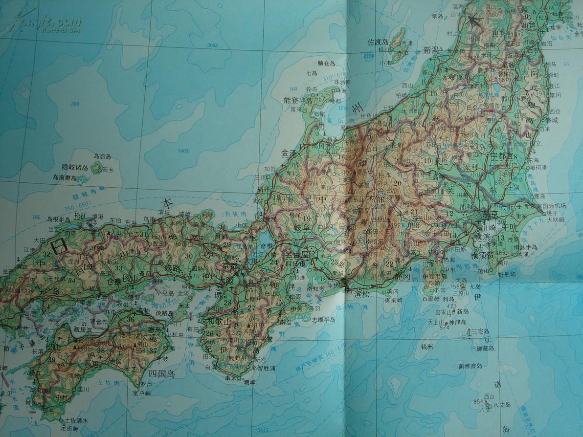 大图页-日本地图分层设色地形版1976年8月1版1印_网上拍卖信息_孔夫子拍卖网