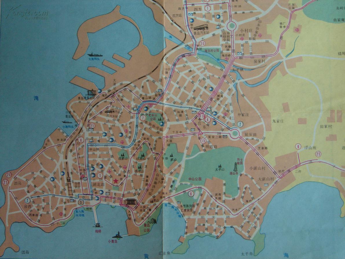 【地图】青岛市交通图 1980年版
