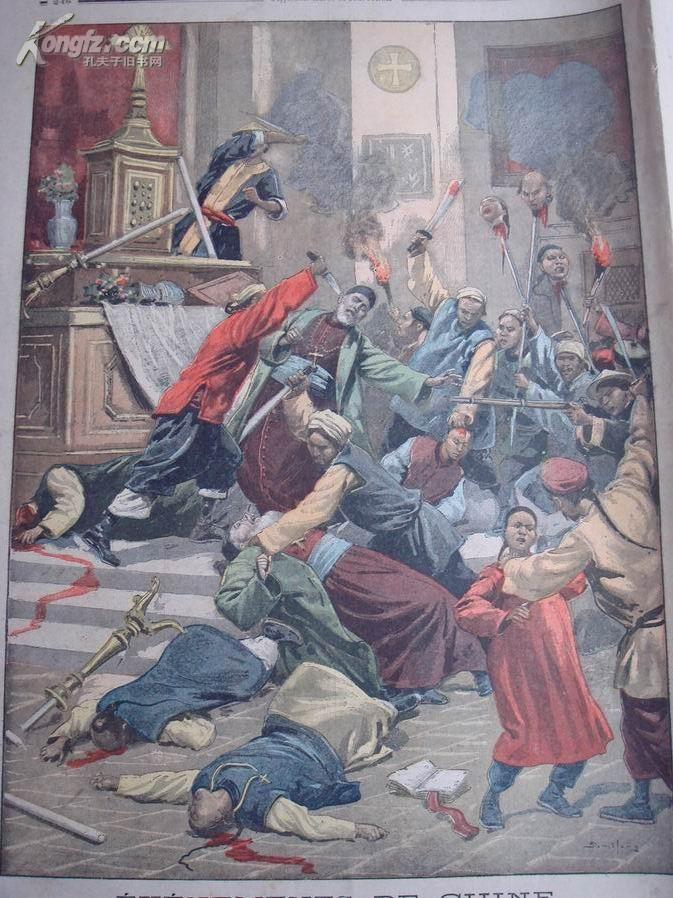 q 1900年的彩色版画,庚子事变系列,清兵北京城外抵抗八国联军 义和团