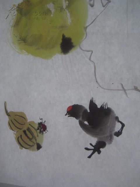 葫芦 小鸡图 国画一幅 尺寸70*46厘米