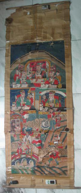 清代道教绘画珍品:道教绘画十王之东十王之一 道教人物多 绘画精美[内