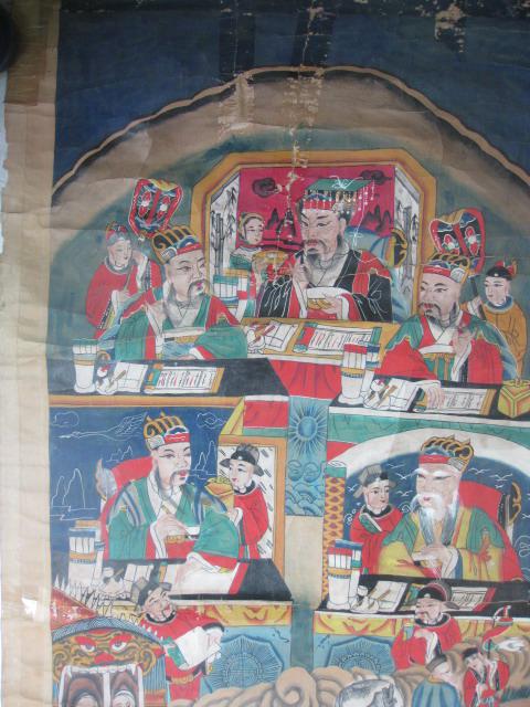 清代道教绘画珍品:道教绘画十王之东十王之一 道教人物多 绘画精美[内