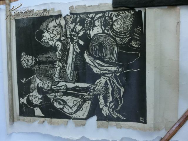 60年代西安美术学院老师张坤生版画作品队里的小伙计