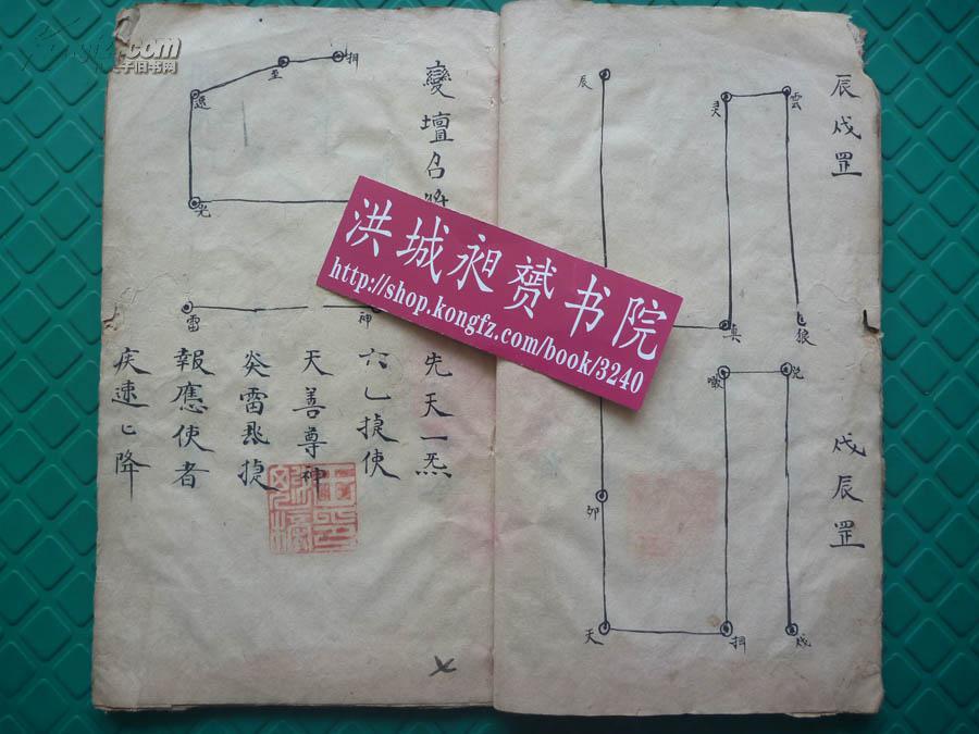 稀奇的清代道家法术(罡步斗术*掐诀术)密写本*阴功修炼秘笈图说*