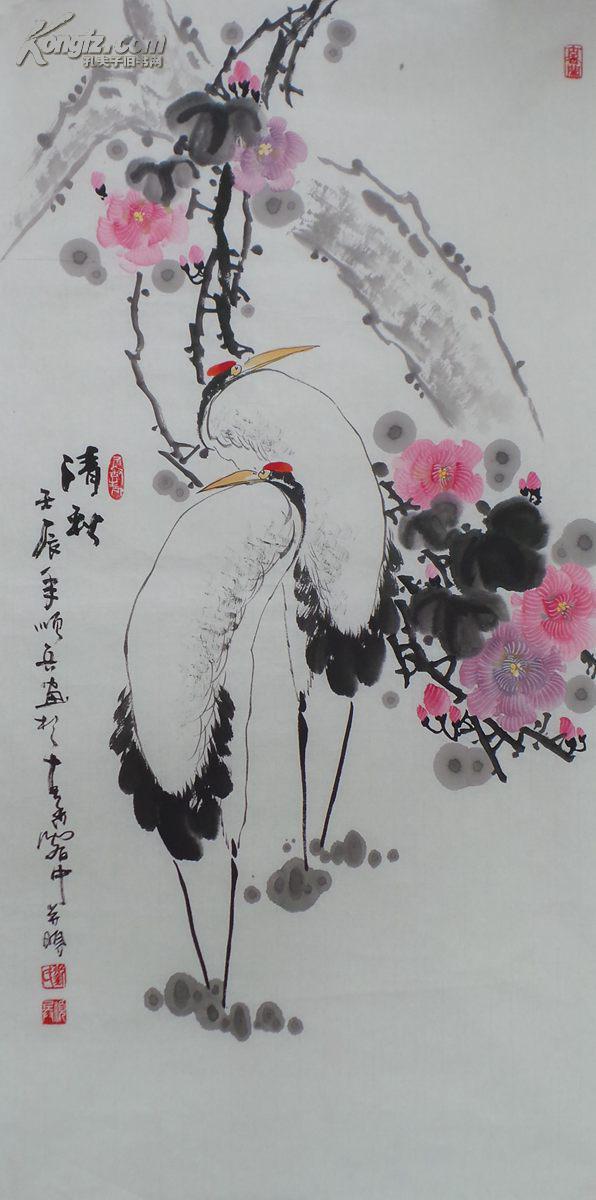 四尺整张国画写意花鸟画仙鹤《》清秋gh00394