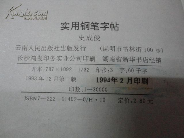 实用钢笔字帖 史成俊(六次获全国硬笔书法大赛一等奖)