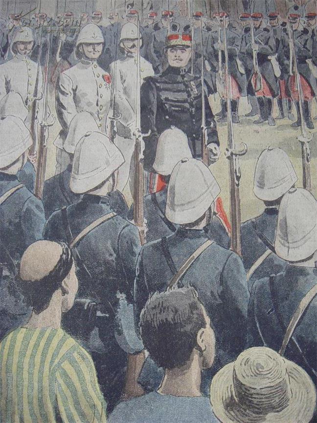 【老报纸,版画收藏】1900年彩色版画,八国联军法军司令voyron 将军
