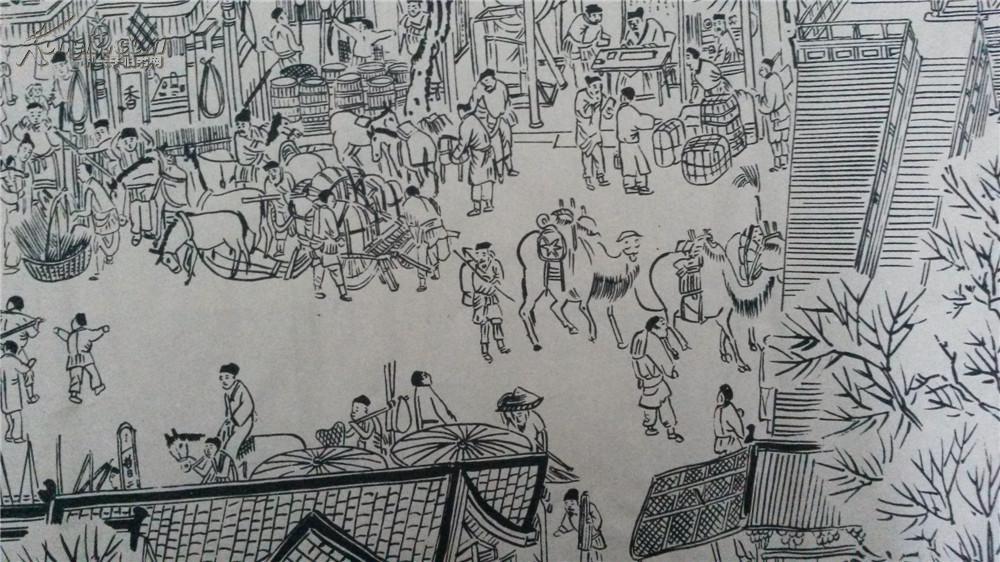 网络首现*巨幅木刻木版年画版画*清明上河图线稿*8米长