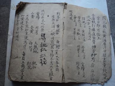 民国 手抄本 药方几百个(妙土金创敷药 损伤接骨吃药方 活血散 金双伤