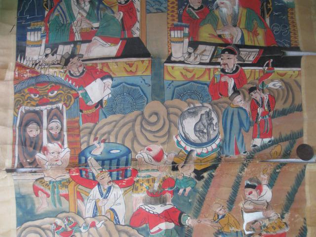 清代道教绘画珍品:道教绘画十王之东十王之一 道教人物多 绘画精美[内