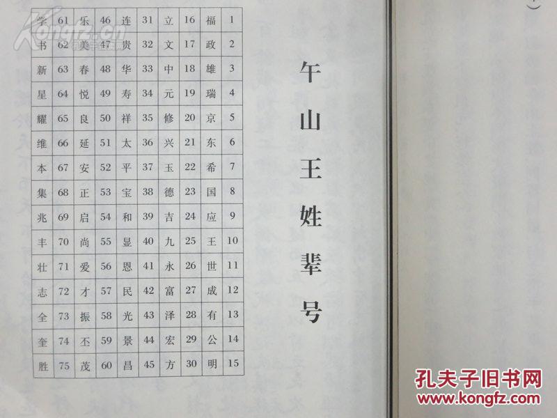午山王氏族谱之王东贵一支