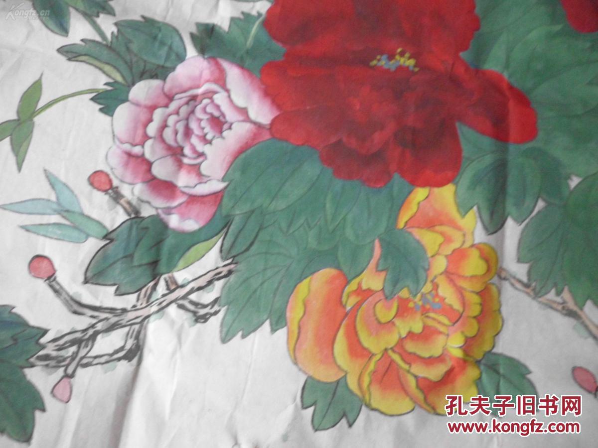 何福兰先生工笔牡丹一幅136x68cm