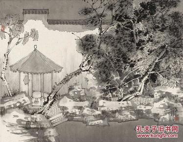 孙宽苏州园林 15 51x67cm数字版画 宣纸 国学 古籍 仿古卷轴 书画