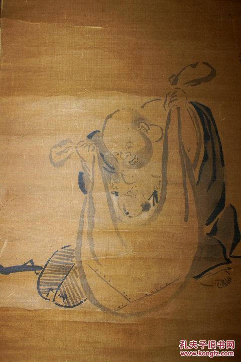 (议价商品)明代高僧 黄檗木庵 绢本布袋和尚