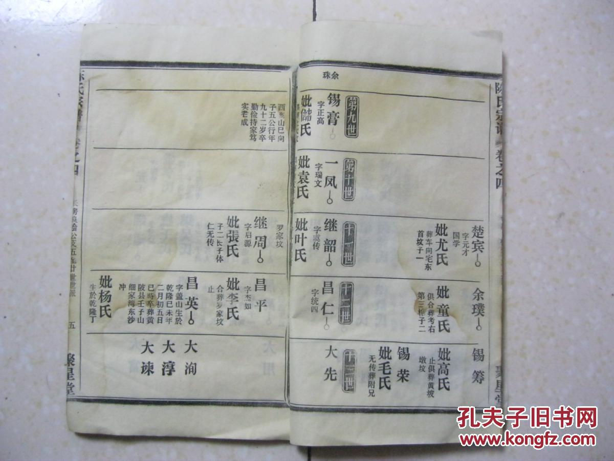 义门陈氏宗谱(存3本即卷四,卷五,卷十二.湖北武汉市新洲区一带.