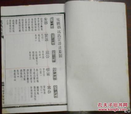 民国卅四年修《沈氏族谱》(吴兴郡沈氏宗谱世系图/人房躬行公派/宫音